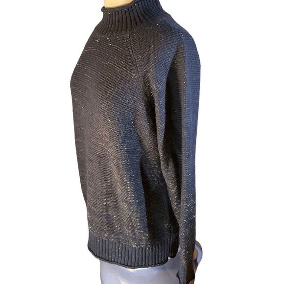 Fat Face Navy Gold Flecked Mock Turtleneck Pullover Sweater, 8 - Picture 2 of 16